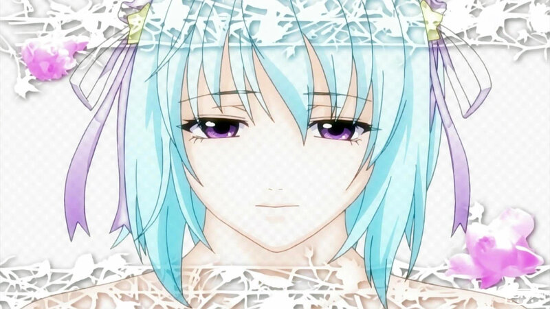 anime character with blue hair