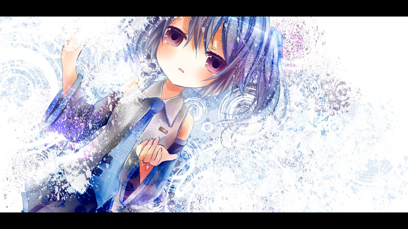 anime character with blue hair