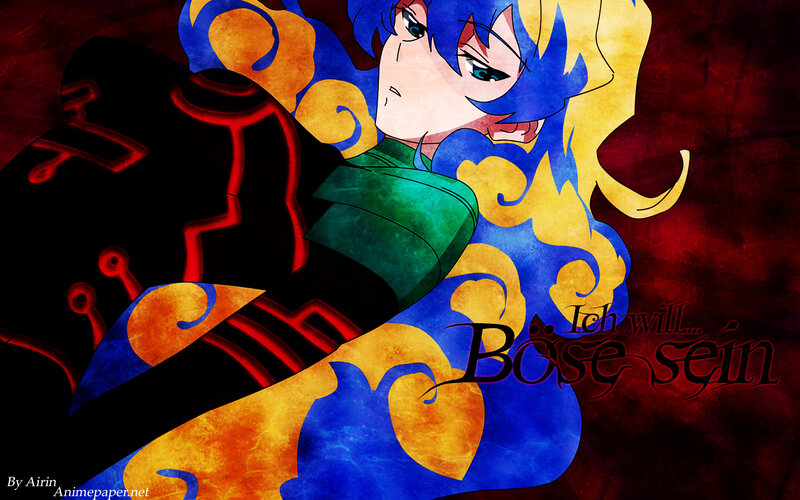 anime character with blue hair