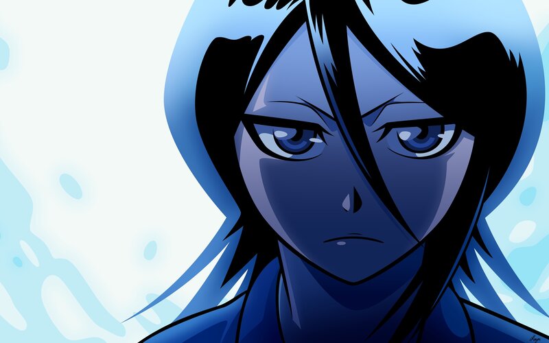anime character with blue hair