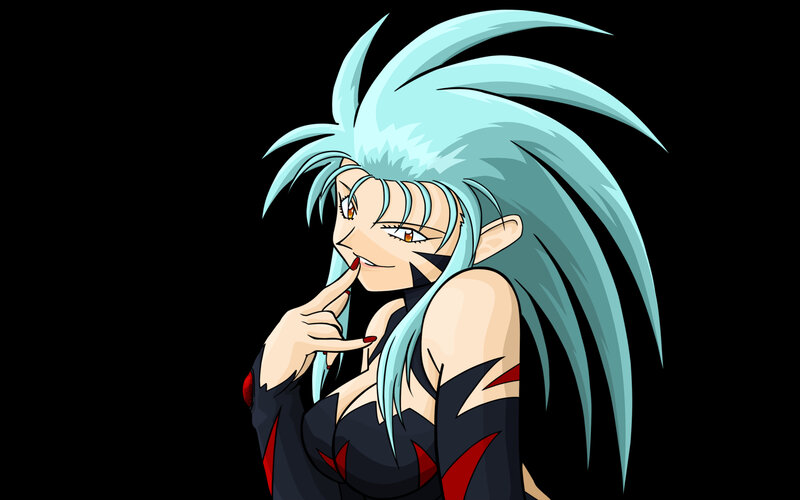 anime character with blue hair