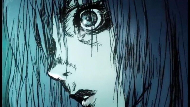 anime character with blue hair