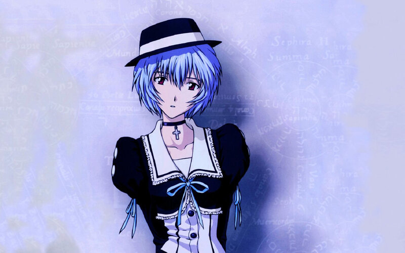 anime character with blue hair