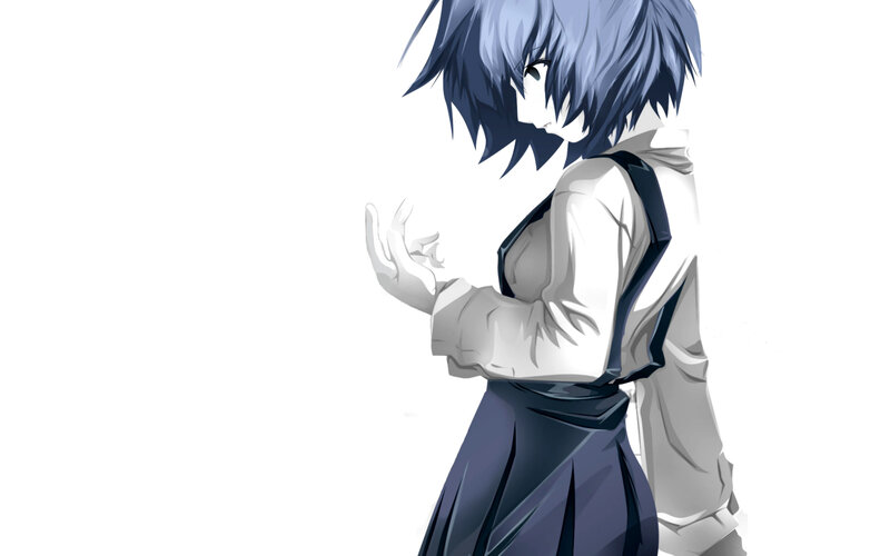 anime character with blue hair