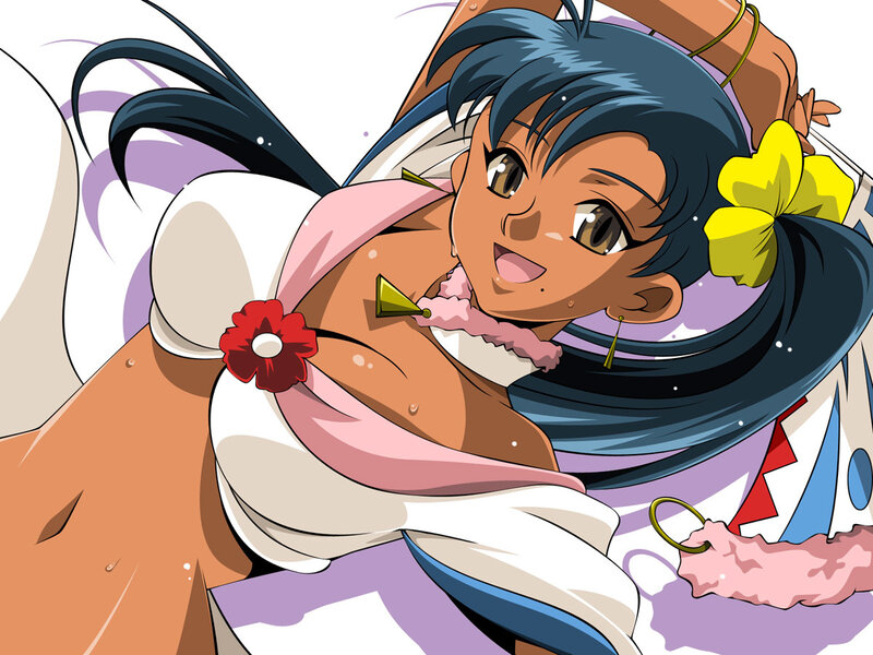 anime character with blue hair