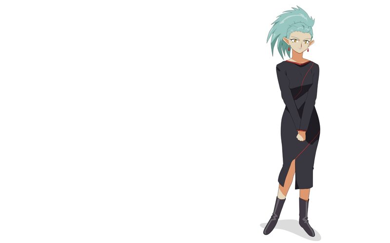 anime character with blue hair