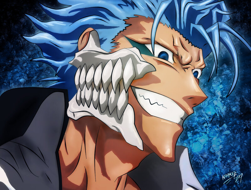 anime character with blue hair