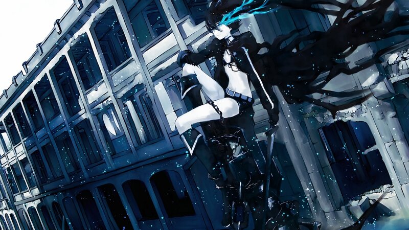 anime character with blue hair