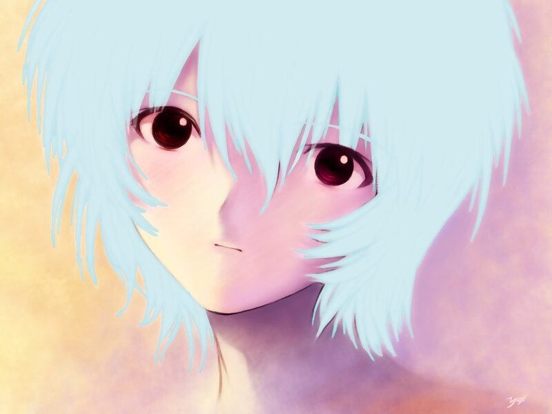 anime character with blue hair