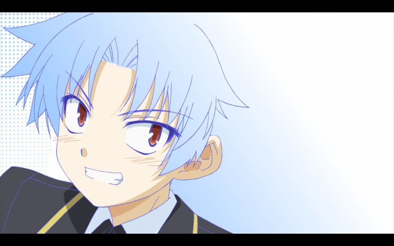 anime character with blue hair