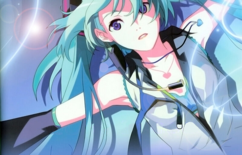 anime character with blue hair