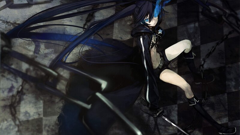 anime character with blue hair