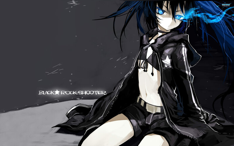 Anime Character with Blue Hair — Black, Dramatic, Blue Eyes