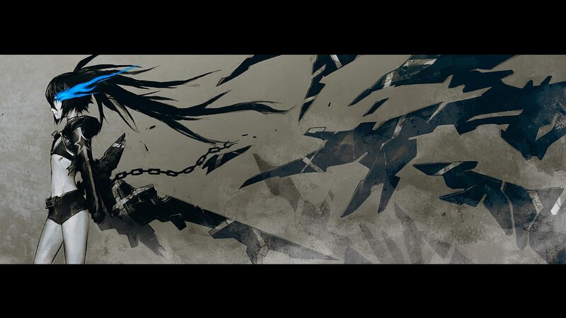 Anime Character with Blue Hair — Black, Dramatic, Digital Art, Chain Weapon
