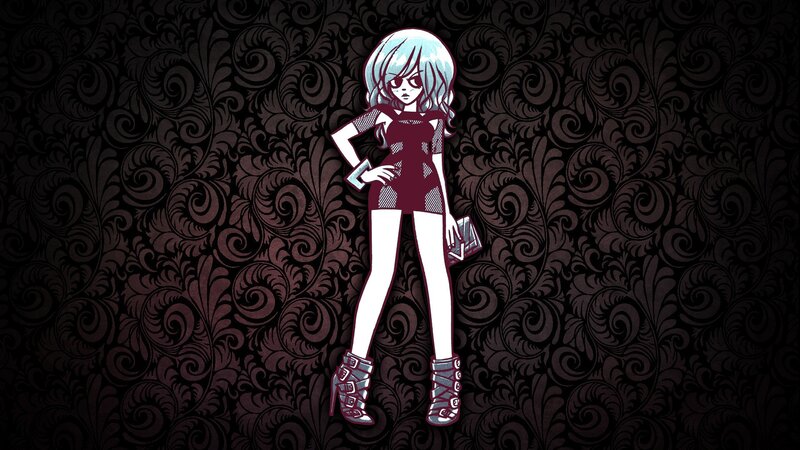 Anime Character with Blue Hair — Black, Dramatic, Digital Art, Dress