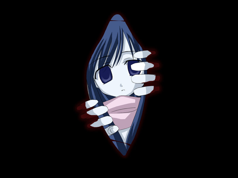Anime Character with Blue Hair — Black, Dramatic, Night, Blue Hair