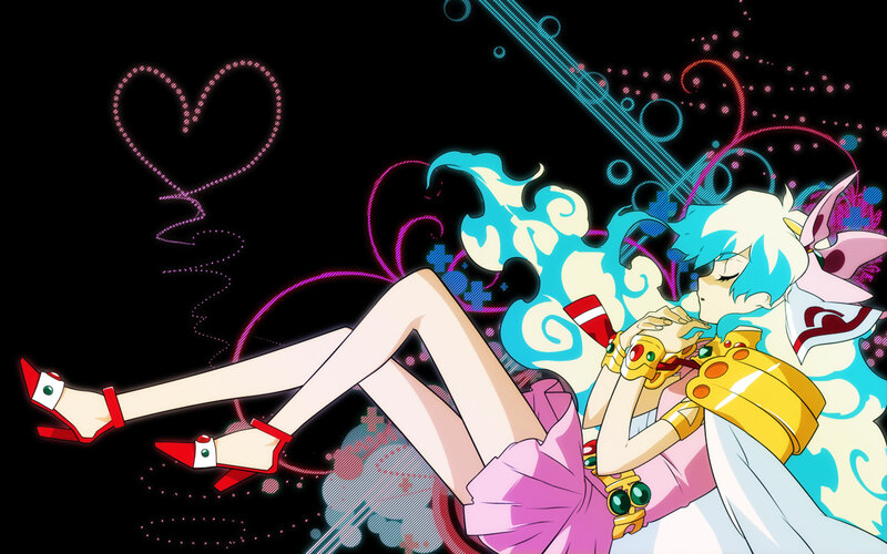 Anime Character with Blue Hair — Black, Dramatic, Night, Heart Shape