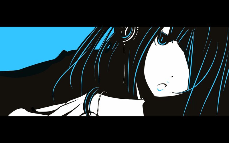 Anime Character with Blue Hair — Black, Dramatic, Tear