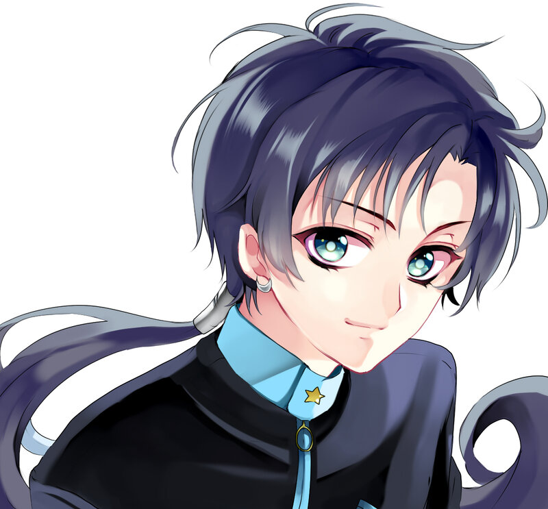 Anime Character with Blue Hair — Black, Neutral