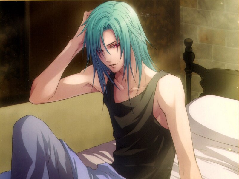 Anime Character with Blue Hair — Calm, Bed