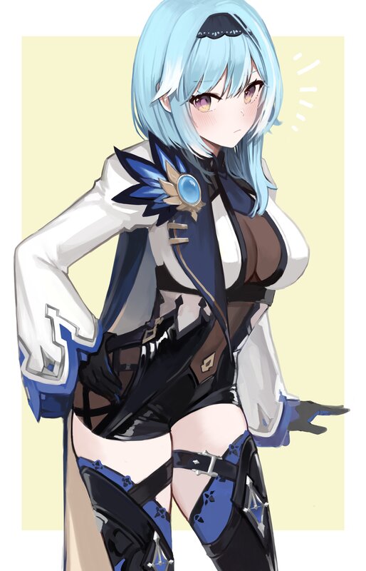Anime Character with Blue Hair — Confident, Digital Art, Blue Hair