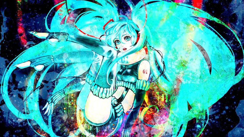 Anime Character with Blue Hair — Cyan, Dramatic, Digital Art, Headphones