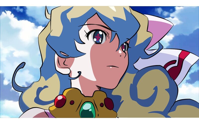 Anime Character with Blue Hair — Dramatic, Afternoon, Sky