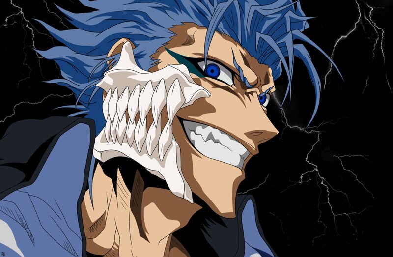 Anime Character with Blue Hair — Dramatic, Blue Hair, Skull Mask