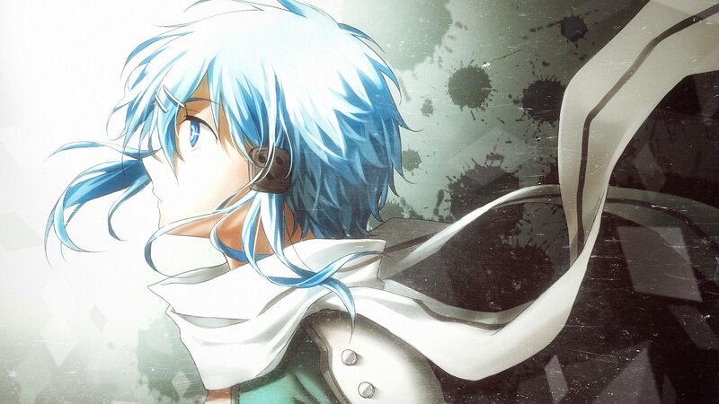 Anime Character with Blue Hair — Dramatic, Blue Hair, White Scarf
