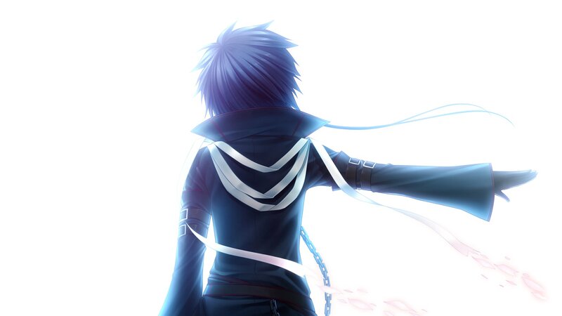 Anime Character with Blue Hair — Dramatic, Digital Art, Blue Hair, Dark Jacket