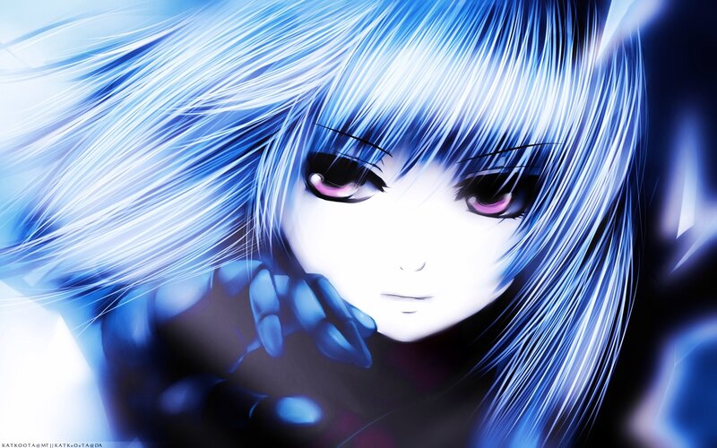 Anime Character with Blue Hair — Dramatic, Digital Art, Blue Hair