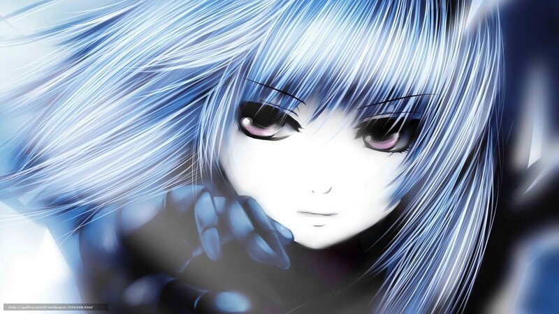 Anime Character with Blue Hair — Dramatic, Digital Art, Hand
