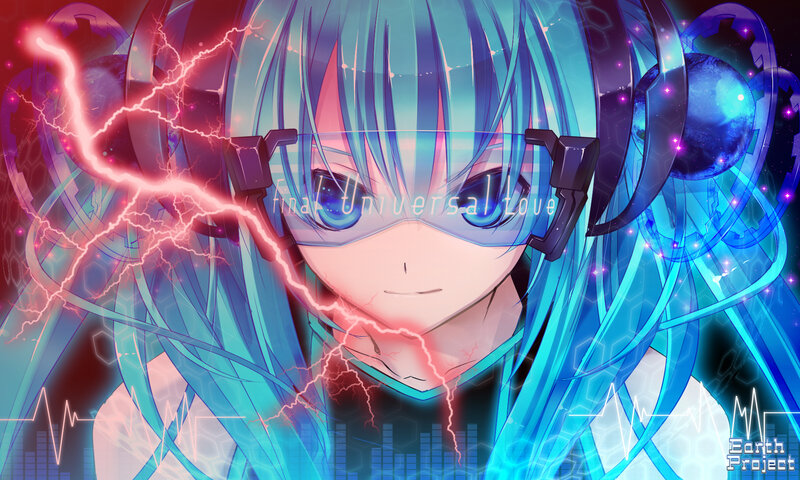 Anime Character with Blue Hair — Dramatic, Digital Art, Lightning