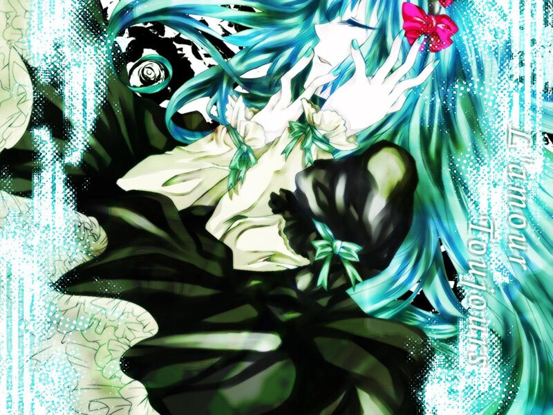 Anime Character with Blue Hair — Dramatic, Digital Art, Long Hair, Bow