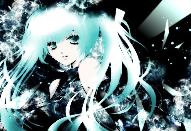 Anime Character with Blue Hair — Dramatic, Digital Art, Long Hair, Glowing Effects