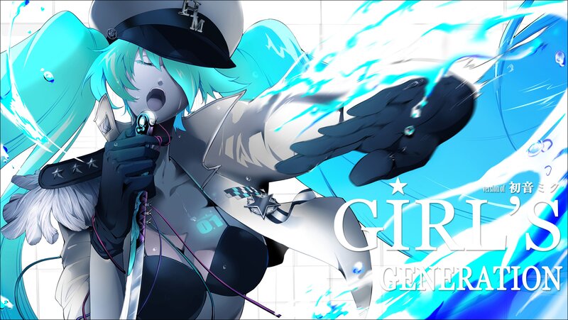Anime Character with Blue Hair — Dramatic, Digital Art, Microphone, Hat