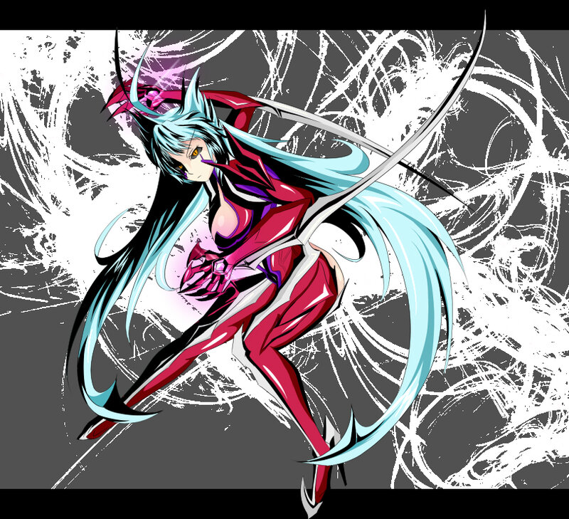 Anime Character with Blue Hair — Dramatic, Digital Art, Sword