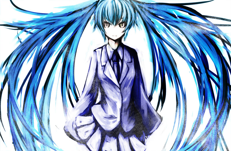 Anime Character with Blue Hair — Dramatic, Digital Art