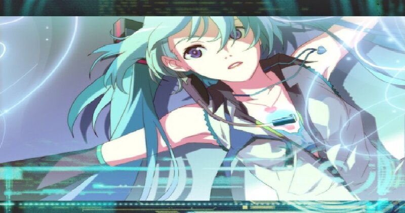 Anime Character with Blue Hair — Dramatic, Earphones