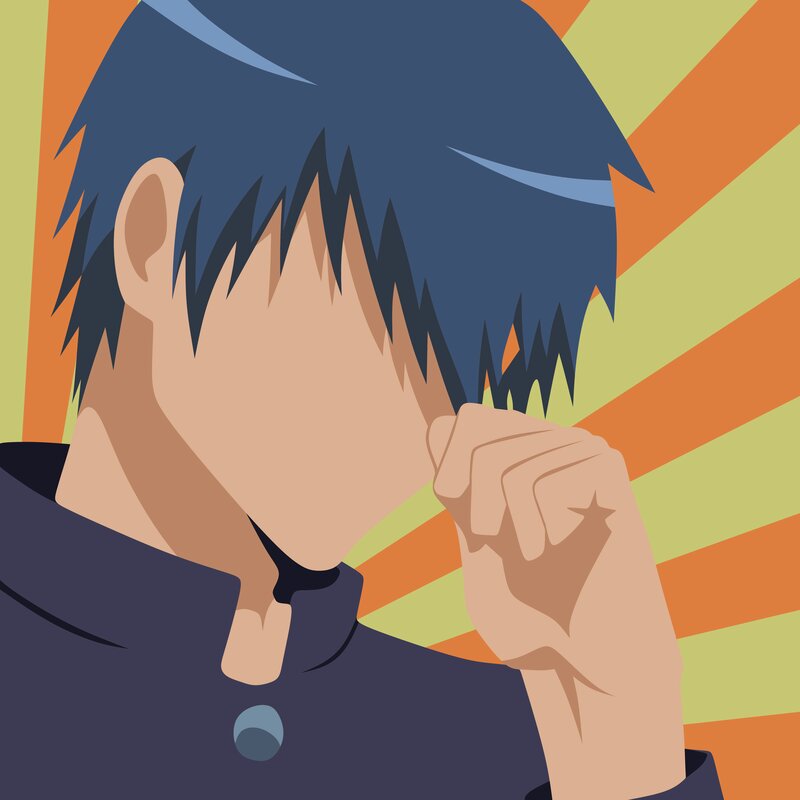 Anime Character with Blue Hair — Dramatic, Hand