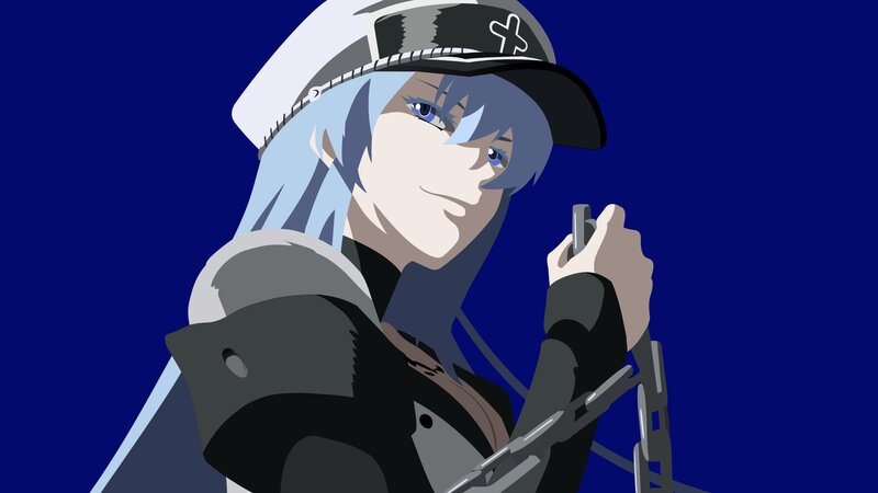Anime Character with Blue Hair — Dramatic, Hat, Weapon