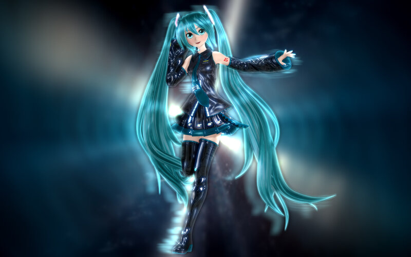Anime Character with Blue Hair — Dramatic, Night, 3d Render