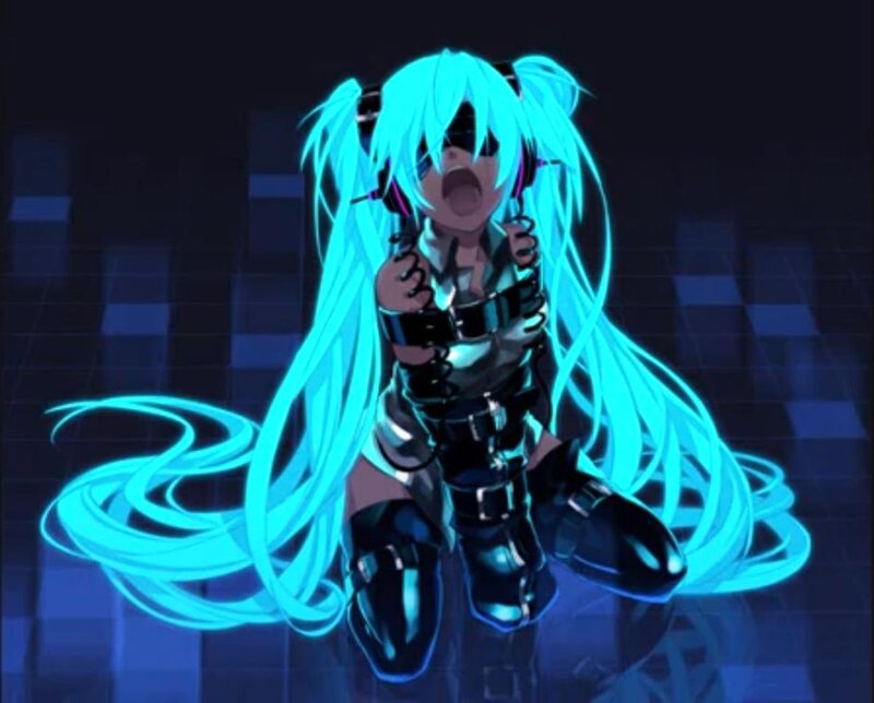 Anime Character with Blue Hair — Dramatic, Night, Digital Art, Long Hair, Headphones