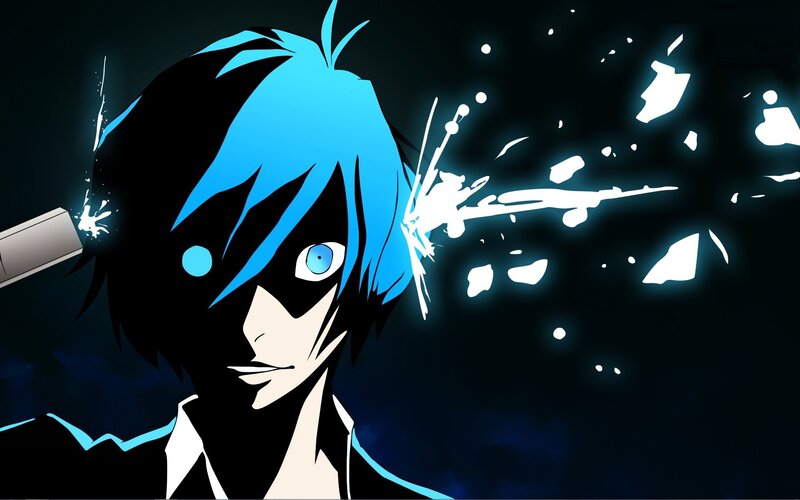 Anime Character with Blue Hair — Dramatic, Night, Gun, Explosion