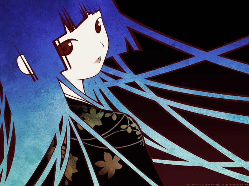 Anime Character with Blue Hair — Dramatic, Night, Kimono