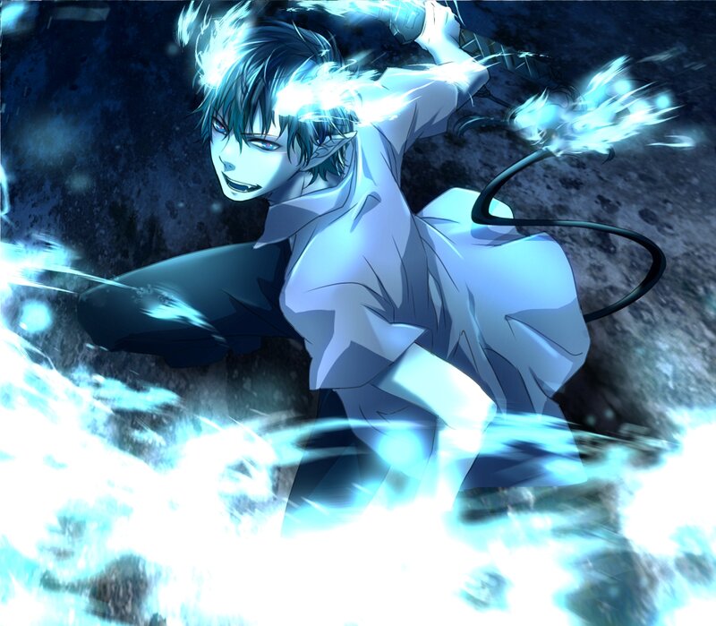 Anime Character with Blue Hair — Dramatic, Night, Manga