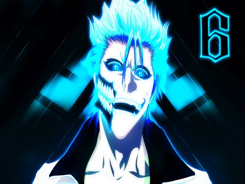 Anime Character with Blue Hair — Dramatic, Skull Face