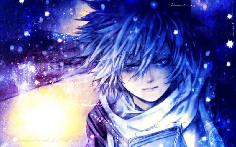 Anime Character with Blue Hair — Dreamy, Night, Manga