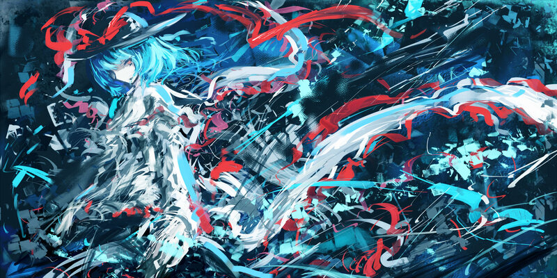 Anime Character with Blue Hair — Dynamic, Chaotic