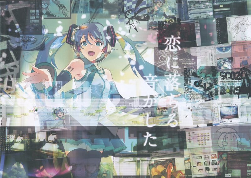 Anime Character with Blue Hair — Dynamic, Digital Art, Collage
